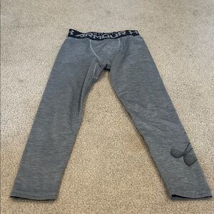 Under Armour Gray Kids' Compression Leggings with Logo Waistband